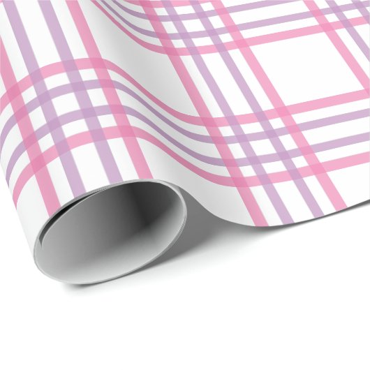 Rosa Lila Pastellfarben Kariertes Muster Geschenkpapier (Rolleneckpunkt)