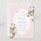 Rosa lila pastellfarbene Blumenehe Save The Date (Vorderseite)