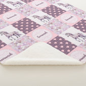 Rosa Lila Patchwork Unicorn Herz Individuelle Name Sherpadecke (3/4)