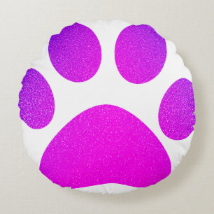 Rosa Lila Paw Print Glittery Ombre Geschenk 2023 Rundes Kissen
