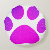 Rosa Lila Paw Print Glittery Ombre Geschenk 2023 Rundes Kissen (Rückseite)