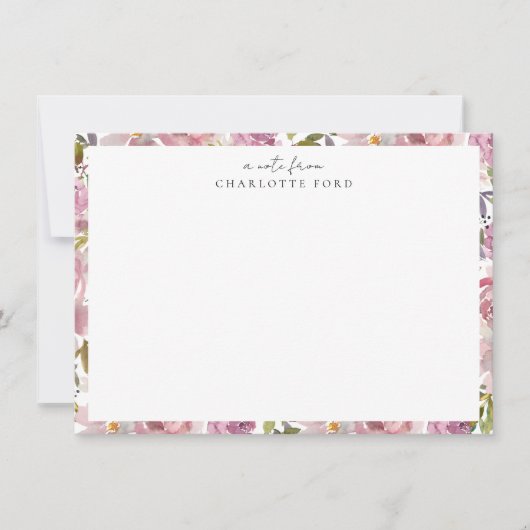 Rosa Lila Peony Rose Girl Bloral Frame Mitteilungskarte (Vorderseite)