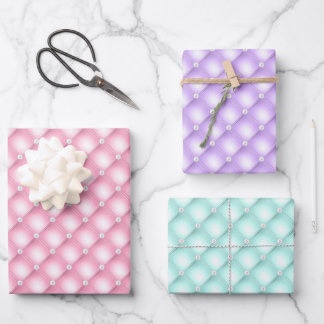 Rosa, Lila Perlen und Perlen mit Minze Geschenkpapier Set