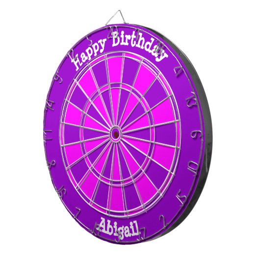 Rosa Lila Personalisiert Happy Birthday Dartscheibe (Vorderseite rechts)