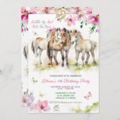 Rosa Lila Pferd Einladung zum Geburtstag (Vorne/Hinten)
