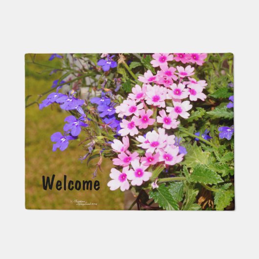 Rosa lila Phlox-Blume Willkommen Fußmatte (Vorderseite)