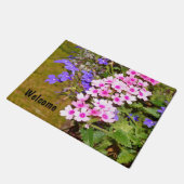 Rosa lila Phlox-Blume Willkommen Fußmatte (Schrägansicht)