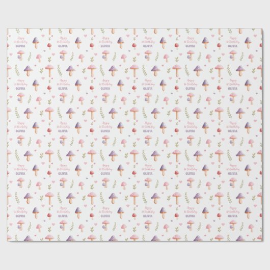 Rosa Lila Pilze Fallen Name Wrapper Geschenkpapier (Flach)