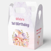Rosa Lila Pilze Herbst 1. Geburtstag Gabel Geschenkschachtel (Geöffnet)