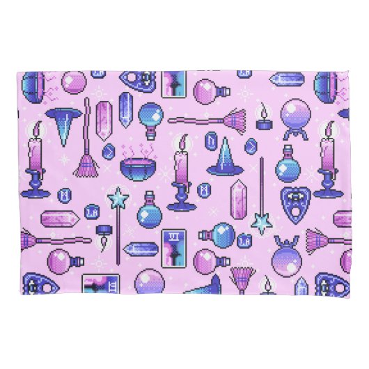 Rosa Lila Pixel Art Muster Kissenbezug (Vorderseite-Links)