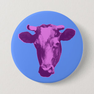 Rosa & Lila Pop-Art-Kuh Button