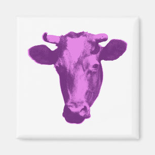 Rosa & Lila Pop-Art-Kuh Magnet