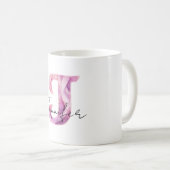 Rosa lila Pullover Buchstabe J Namen Kaffeetasse (VorderseiteRechts)