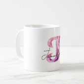 Rosa lila Pullover Buchstabe J Namen Kaffeetasse (Vorderseite Links)