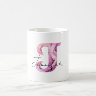 Rosa lila Pullover Buchstabe J Namen Kaffeetasse