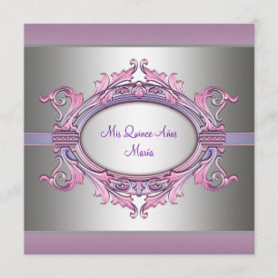 Rosa lila Quinceanera Einladung