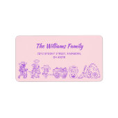 Rosa, Lila, raue Hand, Doodles Halloween Adressaufkleber (Vorne)