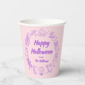 Rosa, Lila, raue Hand, Doodles Halloween Pappbecher (Vorderseite)