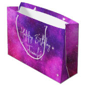 Rosa & Lila Raumfahrt & Sterne Imitate Galaxie Geb Große Geschenktüte (Rückseite Schrägansicht)