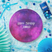 Rosa & Lila Raumfahrt & Sterne Imitate Galaxie Geb Pappteller (Party)