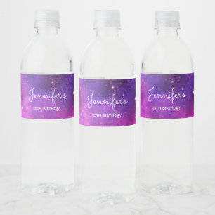 Rosa & Lila Raumfahrt & Sterne Imitate Galaxie Geb Wasserflaschenetikett