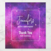 Rosa & Lila Raumfahrt & Sterne Imitate Galaxie Geb Weinetikett (Einzelnes Label)