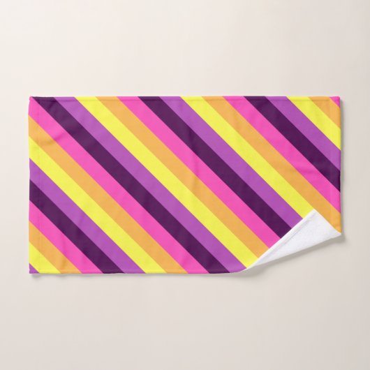 Rosa Lila Retro Streifen Badehandtuch Set (Handtuch)