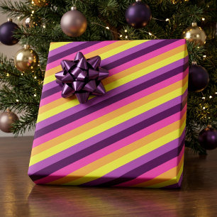 Rosa lila Retro-Streifen Geschenkpapier