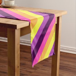 Rosa Lila Retro Streifen Kleine Tischrunde Kurzer Tischläufer