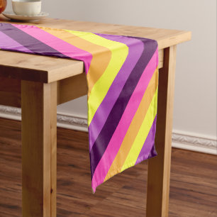 Rosa Lila Retro Streifen Mitteltafel Mittelgroßer Tischläufer