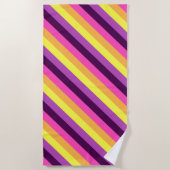 Rosa Lila Retro Streifen Strandtuch (Vorderseite)