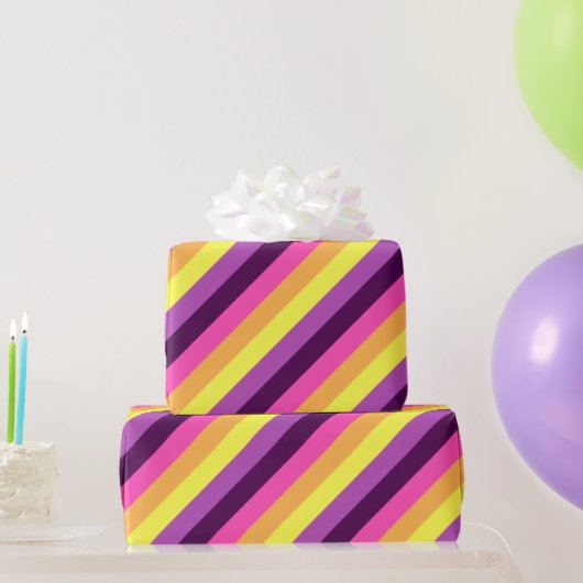 Rosa, Lila Retro-Streifen, Wrapping Paper Geschenkpapier (Partygeschenke)