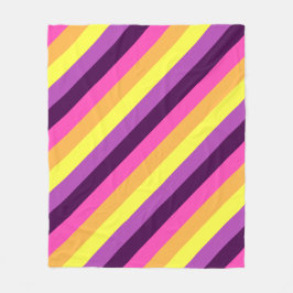 Rosa Lila Retrostreifen mittelschwere Fleecebanken Fleecedecke