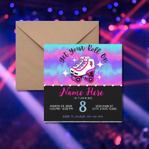 Rosa Lila Roller Skate Geburtstag Einladung