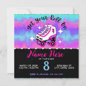Rosa Lila Roller Skate Geburtstag Einladung (Vorderseite)