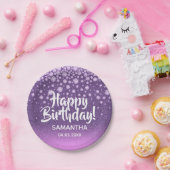 Rosa lila rosa Glitzer Happy Birthday Diamonds Pappteller (Party)