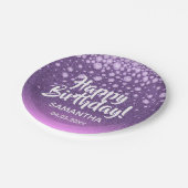 Rosa lila rosa Glitzer Happy Birthday Diamonds Pappteller (Schrägansicht)