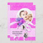 Rosa lila Rose Blume Silbergel Foto Einladung (Vorne/Hinten)