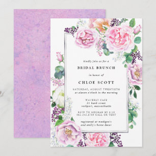 Rosa Lila Rose Blumenbridal Brunch Einladung