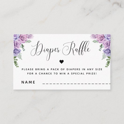 Rosa Lila Rose Blumendusche Windeln Windeln Windel Begleitkarte (Vorderseite)