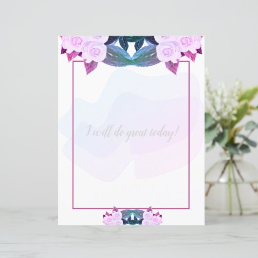 Rosa Lila Rose Blumenpapier (Stehend Vorderseite)