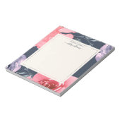Rosa Lila Rose Dunkelblau Personalisierter Notepad Notizblock (Rotiert)