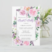 Rosa Lila Rose Floral Bridal Brunch Bubbly Einladung (Stehend Vorderseite)