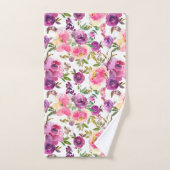 Rosa Lila Rose Floral Girly Trendy Badhandtuch Set (Handtuch)
