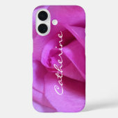 Rosa Lila Rose Foto Monogram Name Script Modern Case-Mate iPhone Hülle (Rückseite)