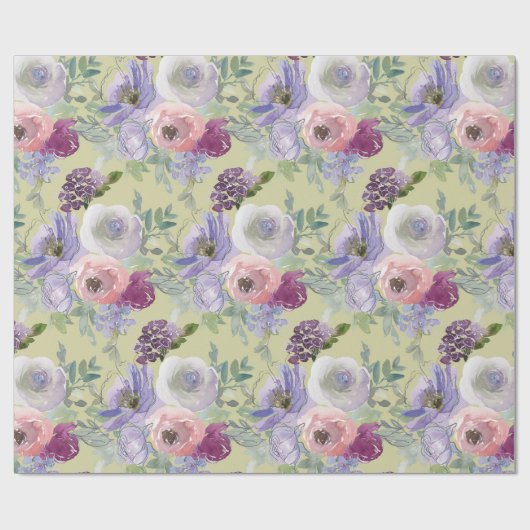 Rosa Lila Rose Garten Geschenkpapier (Flach)