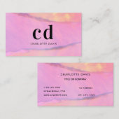 Rosa lila Rose Gold künstlerische Monogramm-Initia Visitenkarte (Vorne/Hinten)