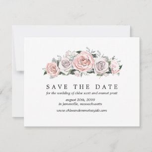 Rosa Lila Rose Save the Date Karte mit Foto hinten