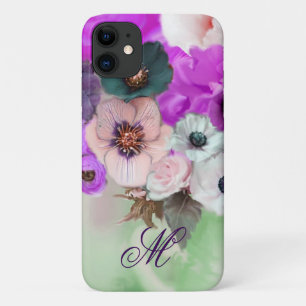 ROSA LILA ROSEN, WEISSE ANEMONENBLUMEN MONOGRAMM Case-Mate iPhone HÜLLE