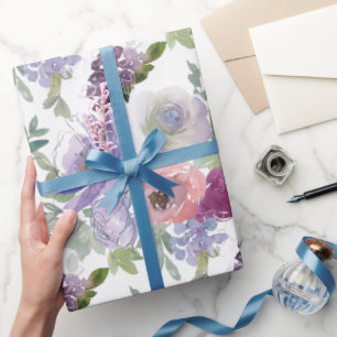 Rosa lila Rosen weißer Hintergrund Geschenkpapier